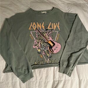 Refined Canvas Graphic Tee size Small green Long Live Rock & Roll tiger